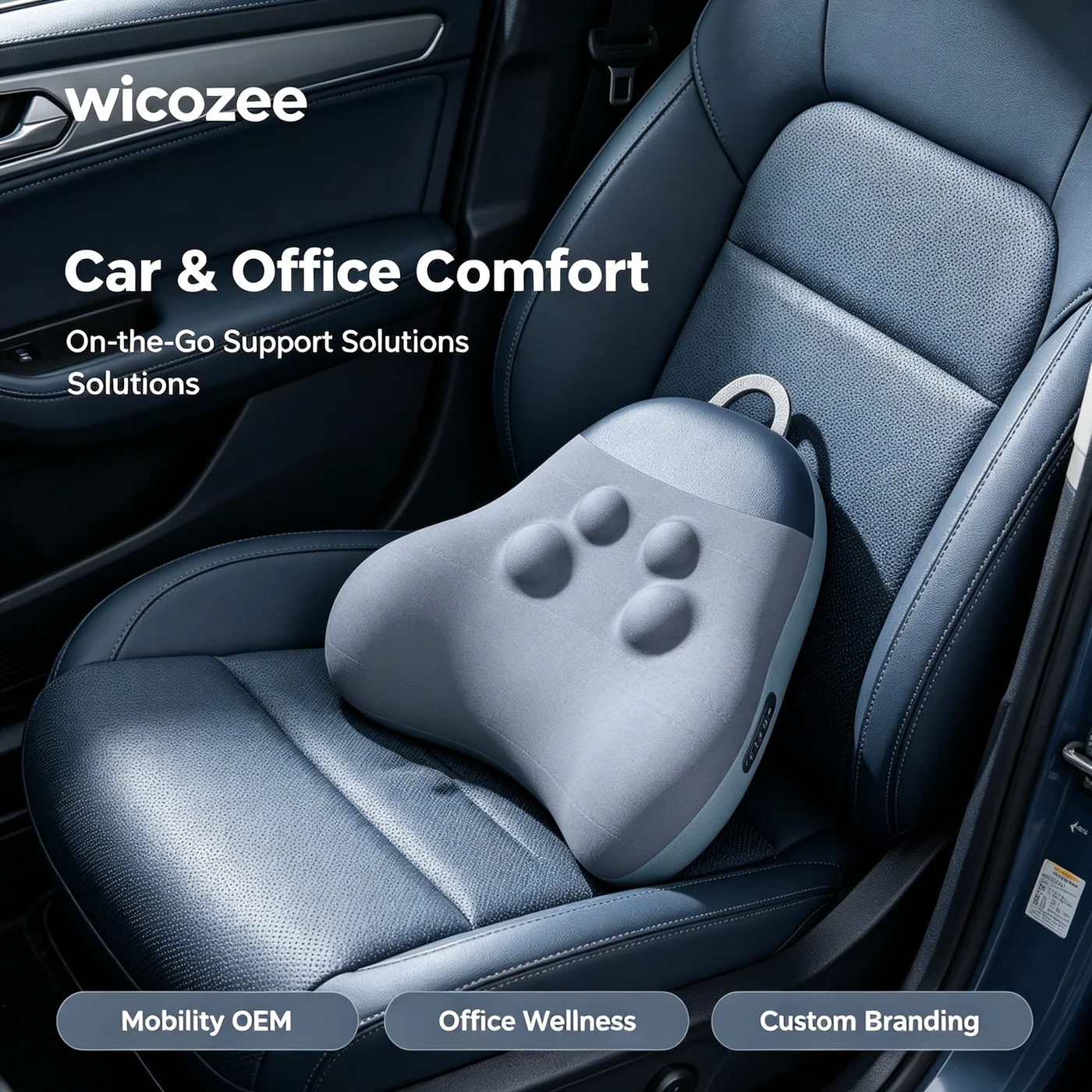 Wicozee lumbar massage cushion for car and office comfort