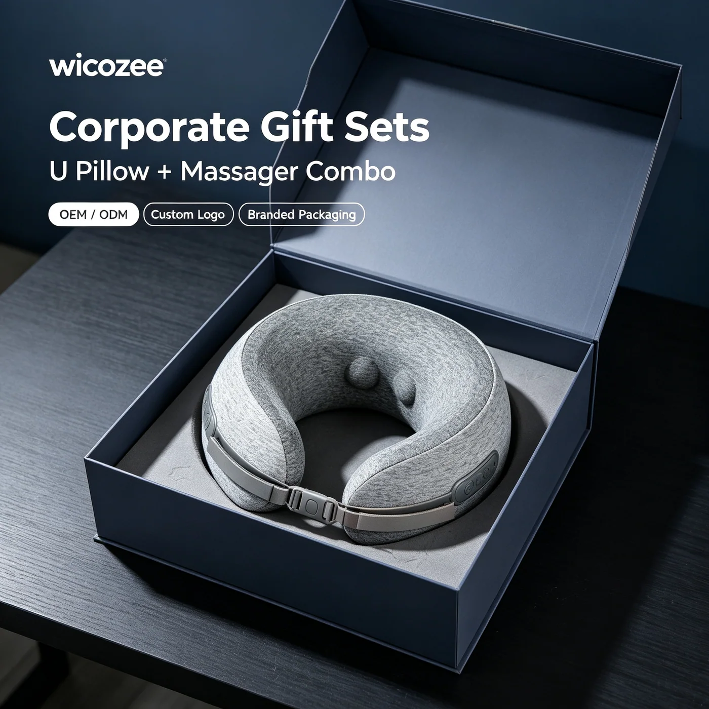 Wicozee U-shaped neck pillow and massager corporate gift set